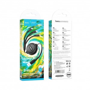 Кабель USB Hoco X75 Double-pull 3-in-1 IP+Type-C+Micro 2A Кабель USB Hoco X75 Double-pull 3-in-1 IP+Type-C+Micro 2A