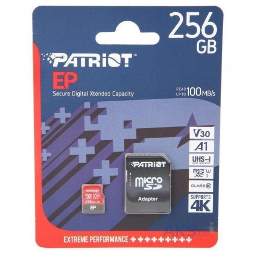 Карта Пам'яті Patriot EP microSDXC (UHS-I/U3) 256gb V30 10 Class & Adapter