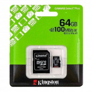 Карта Пам'яті Kingston Canvas Select Plus Gen3 microSDXC (UHS-1) 64gb 10 Class & Adapter