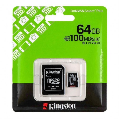 Карта Пам'яті Kingston Canvas Select Plus Gen3 microSDXC (UHS-1) 64gb 10 Class & Adapter
