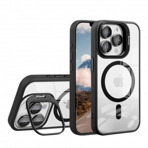 Чохол TPU+PC+Metal Stand Case with MagSafe and Camera Lenses для iPhone 15 Pro М'ята упаковка