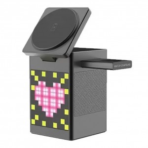 Бездротовий Зарядний Пристрій 5in1 15W (Pixel Display/Clock/BT Speaker 5W) IP Version Бездротовий Зарядний Пристрій 5in1 15W (Pixel Display/Clock/BT Speaker 5W) IP Version