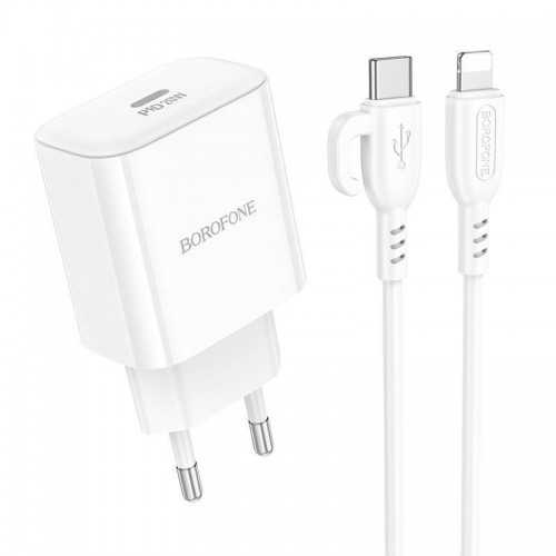 Мережевий Зарядний Пристрій Borofone BA81A 1USB-C PD/QC 20W+Type-C to Lightning