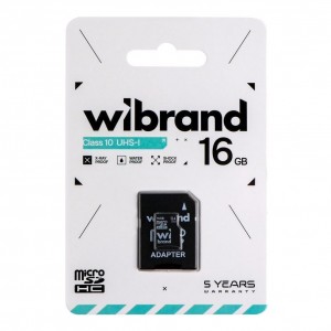 Карта Пам'яті Wibrand MicroSDHC 16gb UHS-1 10 Class & Adapter Карта Пам'яті Wibrand MicroSDHC 16gb UHS-1 10 Class & Adapter