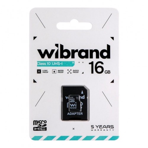 Карта Пам'яті Wibrand MicroSDHC 16gb UHS-1 10 Class & Adapter