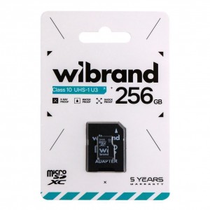 Карта Пам'яті Wibrand MicroSDHC 256gb UHS-1 U3 10 Class & Adapter Карта Пам'яті Wibrand MicroSDHC 256gb UHS-1 U3 10 Class & Adapter
