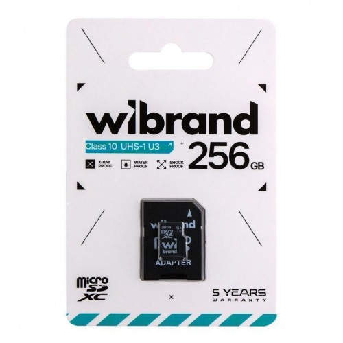 Карта Пам'яті Wibrand MicroSDHC 256gb UHS-1 U3 10 Class & Adapter