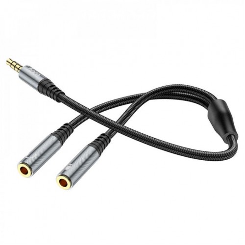 Кабель Audio Splitter  Hoco UPA21 2-in-1 3.5 male to 2 female