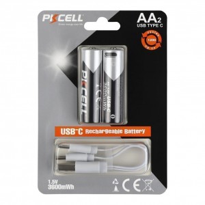 Акумуляторна Батарейка AA PKCELL AA-3600 USB-C 3600mWh (2 од.) Акумуляторна Батарейка AA PKCELL AA-3600 USB-C 3600mWh (2 од.)