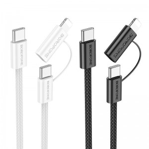 Кабель USB Borofone BX104 Primo two-in-one 60W Type-C to Type-C/iP PD27W М'ята упаковка