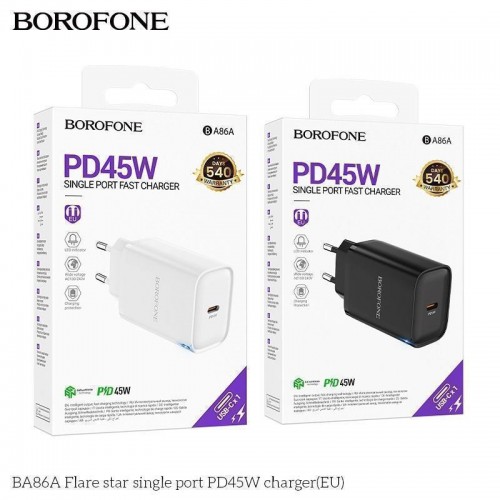 Мережевий Зарядний Пристрій Borofone BA86A 1USB-C PD/QC 45W М'ята упаковка