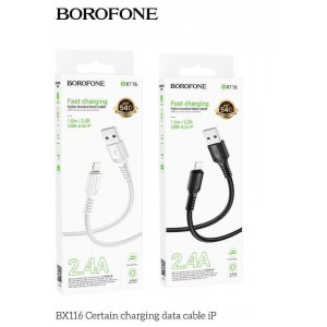 Кабель USB Borofone BX116 Lightning 2.4A М'ята упаковка Кабель USB Borofone BX116 Lightning 2.4A М'ята упаковка