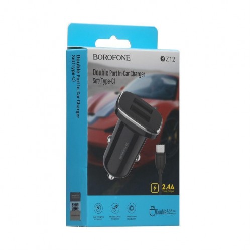 Автомобільний Зарядний Пристрій Borofone BZ12 2.4A Type-C 2 USB