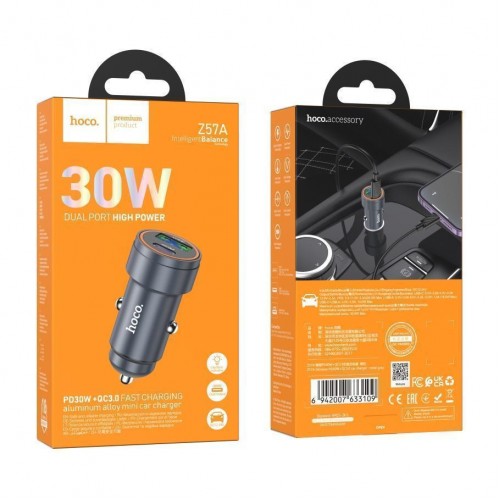 Автомобільний Зарядний Пристрій Hoco Z57A 1USB/1USB-C PD30W/QC3.0 М'ята упаковка