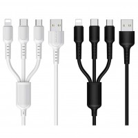 Кабель USB Borofone BX16 3-in-1 Easy IP+Micro+Type-C Кабель USB Borofone BX16 3-in-1 Easy IP+Micro+Type-C