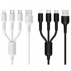 Кабель USB Borofone BX16 3-in-1 Easy IP+Micro+Type-C Кабель USB Borofone BX16 3-in-1 Easy IP+Micro+Type-C