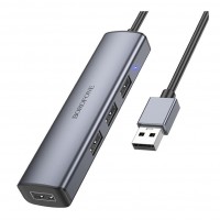 Хаб USB Borofone DH12 4-в-1 USB to USB3.0*4(L=1.2M) Хаб USB Borofone DH12 4-в-1 USB to USB3.0*4(L=1.2M)
