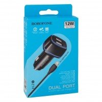 Автомобільний Зарядний Пристрій Borofone BZ14 Lightning 2USB2.4A М'ята упаковка
