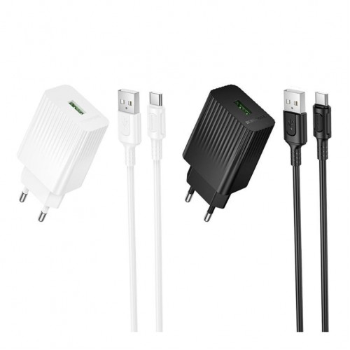 Мережевий Зарядний Пристрій Borofone BAS72A 1USB QC 18W+USB to Type-C М'ята упаковка