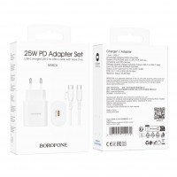 Мережевий Зарядний Пристрій Borofone BA82A 1USB-C PD/QC 25W+Type-C to Type-C М'ята упаковка