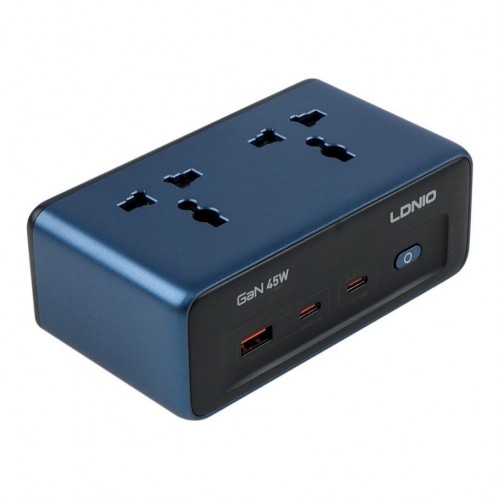 Мережевий Зарядний Пристрій LDNIO SC1 2-Sockets/1USB/2USB-C GAN 45W