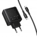 Мережевий Зарядний Пристрій Hoco C160A 2USB-C/1USB QC/PD65W+Type-C to Type-C