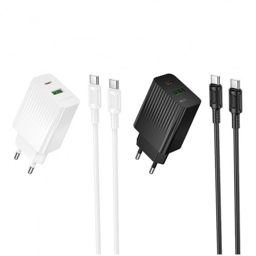 Мережевий Зарядний Пристрій Borofone BAS74A 1USB-C/1USB PD/QC 20W+Type-C to Type-C