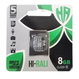 Карта Пам'яті  Hi-Rali MicroSDHC 8gb 10 Class & Adapter