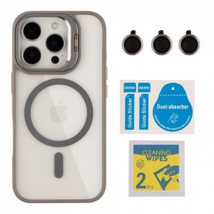 Чохол TPU+PC+Metal Stand Case with MagSafe and Camera Lenses для iPhone 16 Pro М'ята упаковка