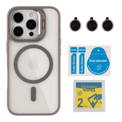 Чохол TPU+PC+Metal Stand Case with MagSafe and Camera Lenses для iPhone 16 Pro М'ята упаковка