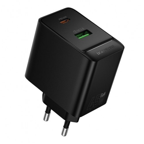 Мережевий Зарядний Пристрій Borofone BAS16A 1USB-C/1USB QC/PD 45W GAN