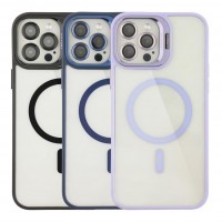 Чехол TPU+PC+Metal Stand Case with MagSafe and Camera Lenses для iPhone 12 Pro Max