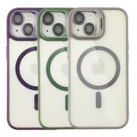 Чохол TPU+PC+Metal Stand Case with MagSafe and Camera Lenses для iPhone 15