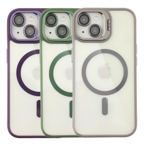Чохол TPU+PC+Metal Stand Case with MagSafe and Camera Lenses для iPhone 15