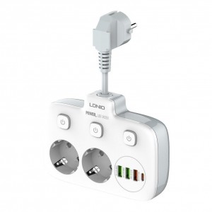 Мережевий Подовжувач LDNIO SE2435 3USB-A / 1USB-C / 2-Sockets QC/PD20W