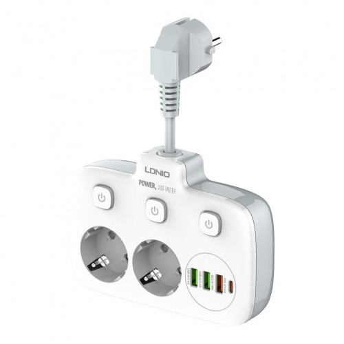 Мережевий Подовжувач LDNIO SE2435 3USB-A / 1USB-C / 2-Sockets QC/PD20W