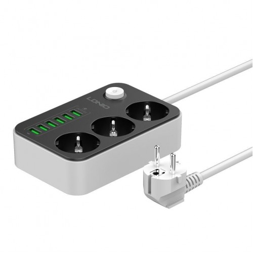 Мережевий Подовжувач LDNIO SE3631 6USB 3.4A / 3 Socket