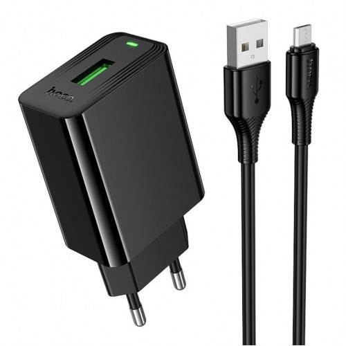 Мережевий Зарядний Пристрій Hoco CS92A 1USB QC 18W+USB to Micro