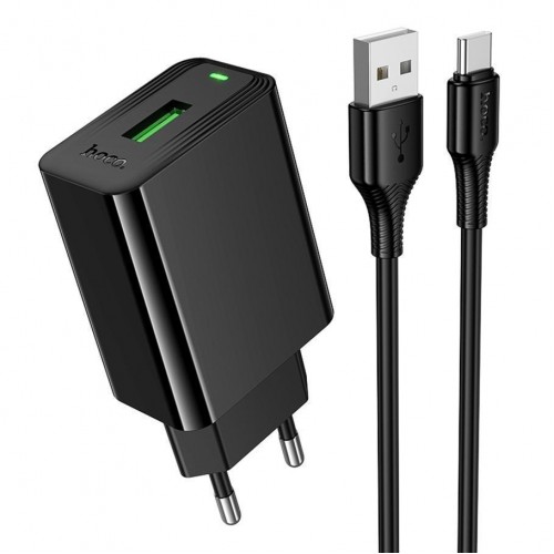 Мережевий Зарядний Пристрій Hoco CS92A 1USB QC 18W+USB to Type-C