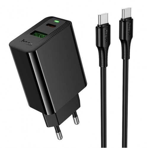 Мережевий Зарядний Пристрій Hoco CS94A 1USB-C/1USB PD/QC 20W+Type-C to Type-C