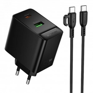Мережевий Зарядний Пристрій Borofone BAS17A 1USB-C/1USB PD/QC 65W GAN+Type-C to Type-C Мережевий Зарядний Пристрій Borofone BAS17A 1USB-C/1USB PD/QC 65W GAN+Type-C to Type-C