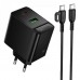Мережевий Зарядний Пристрій Borofone BAS16A 1USB-C/1USB QC/PD 45W GAN+Type-C to Type-C