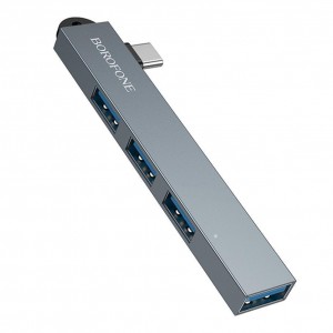 Хаб USB Borofone FH1A 4-in-1 (Type-C to USB2.0*3+USB3.0)