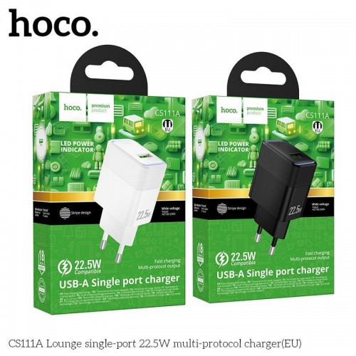 Мережевий Зарядний Пристрій Hoco CS111A 1USB Multi-Protocol 22.5W