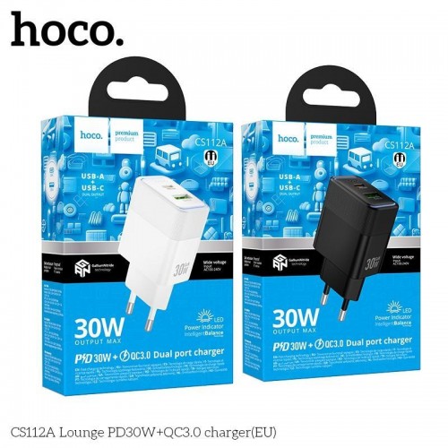 Сетевое Зарядное Устройство Hoco CS112A 1USB/1USB-C QC/PD 30W