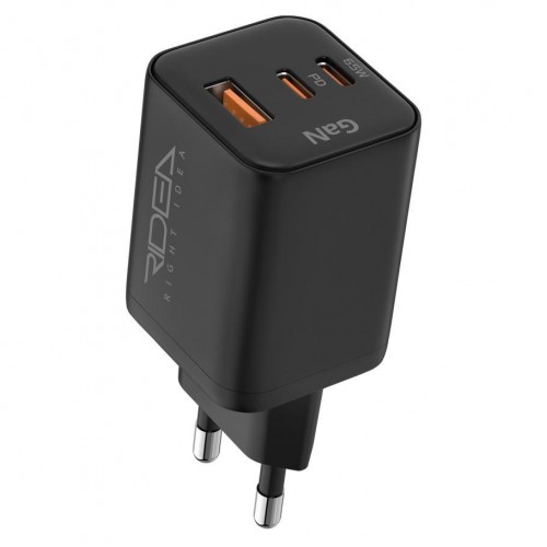 Мережевий Зарядний Пристрій Ridea RW-GaN65PM2CA Prime Max 2Type-C+1USB PD&QC 65W