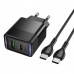 Сетевое Зарядное Устройство Hoco CS112A 1USB/1USB-C QC/PD 30W+Type-C to Type-C