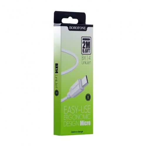 Кабель USB Borofone BX14 Micro 2m М'ята упаковка