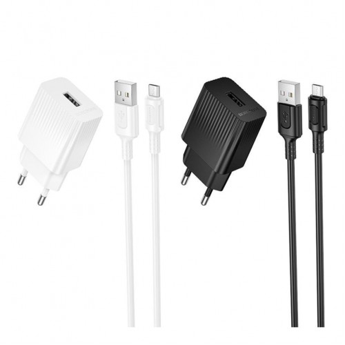 Мережевий Зарядний Пристрій Borofone BAS71A 1USB 2.1A+USB to Micro М'ята упаковка