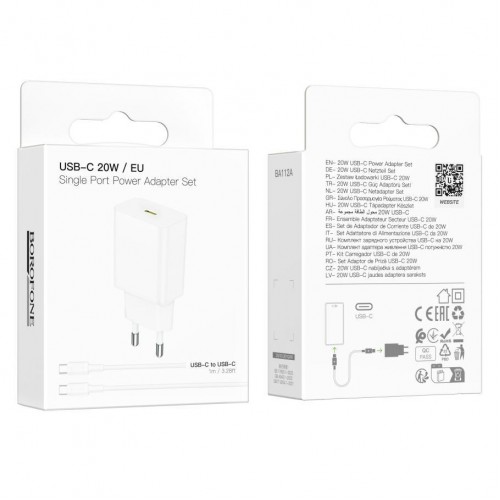 Мережевий Зарядний Пристрій Borofone BA112A 1USB-C PD20W+Type-C to Type-C